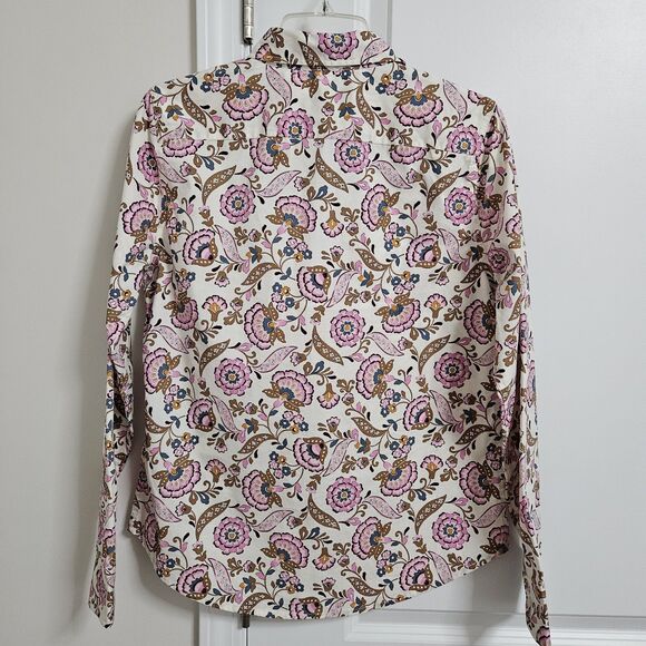 Chaps Shirt Women’s Small Multicolor Floral Button Up Long Sleeve Cotton Blend - Picture 8 of 8